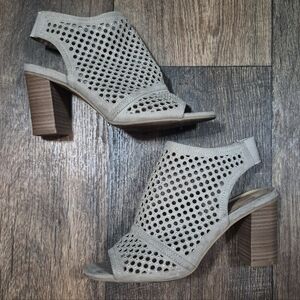 SM New York Taupe Peep-Toe Heels